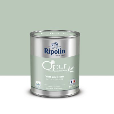 Peinture O'PUR mur & boiserie Vert Palatino satin 0,5 L - RIPOLIN