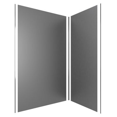Panneaux muraux de douche aluminium gris 90 + 120 x 210 cm par 2 avec profilés de finition et angle chromé AURLANE