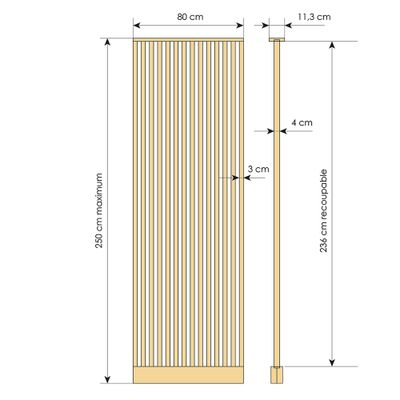 Cloison de séparation Claustra Cascade en obéché brut H.250 x l.80 x ép.11,3 cm en kit - AJ TIMBER