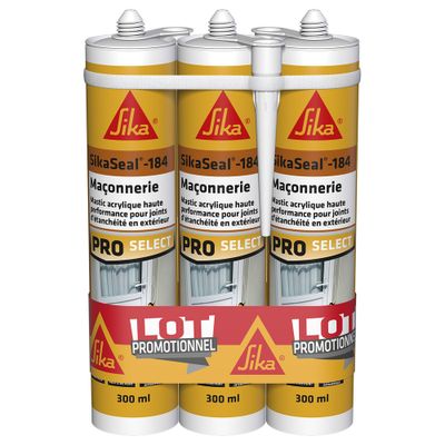 Mastic Acrylique SikaSeal 184 Blanc 300 ml par 3 SIKA