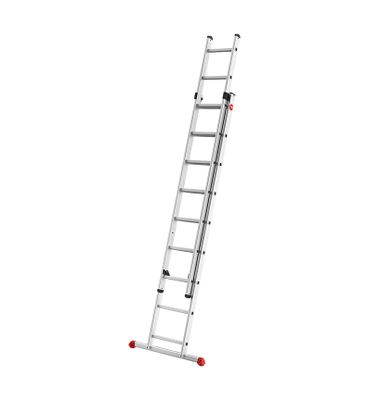 Echelle coulissante à main 2 plans 2 x 9 échelons 2,55 / 4,09 m ProfiStep Duo avec base rapportée aluminium - HAILO