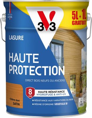 Lasure Haute Protection 8 ans satin  chêne doré 5 L + 1 litre Gratuit - V33