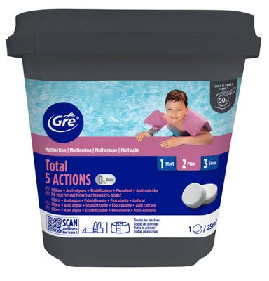 Chlore piscine 5 actions seau de 5 kg GRE