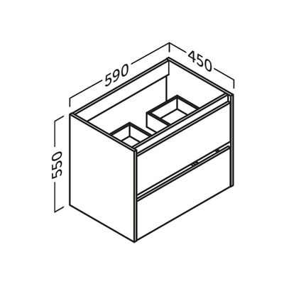Caisson de salle de bains Thana 2 tiroirs L60 x H55 x P45 cm panneau de particules anthracite mat
