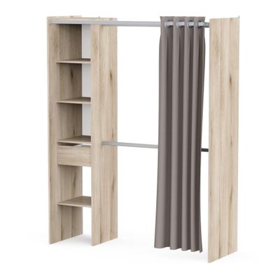 Kit de dressing effet chêne 183 X 144,2 x 50 cm + 1 tiroir CBA MEUBLES