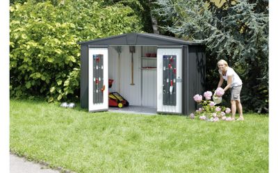Abri de jardin en métal Europa 6.53 m² gris foncé Taille 5 BIOHORT Livraison à domicile incluse