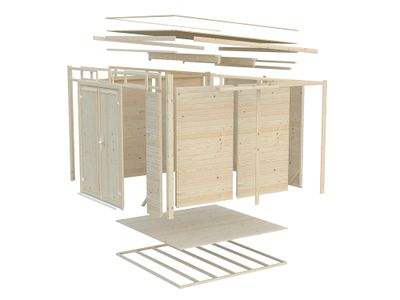 Abri de jardin Palmako Elias bois peint gris Ép.16 mm - 5,6 m² hors-tout - PALMAKO