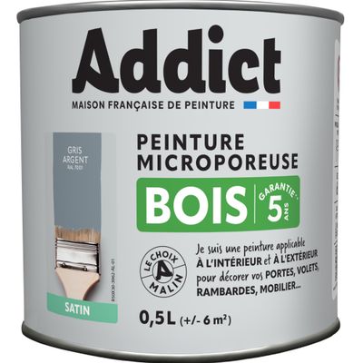 Peinture Bois Satin 0,5 L gris argent Ral 7001 - ADDICT