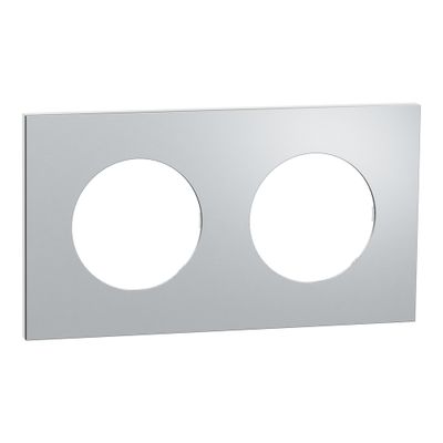 Plaque de finition 2 postes Odace 2025 Métal effet aluminium / blanc - SCHNEIDER ELECTRIC
