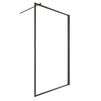 Paroi de douche à l'italienne 140x200 cm profilé noir verre sérigraphié cadre noir 6 mm New Style - SCHULTE