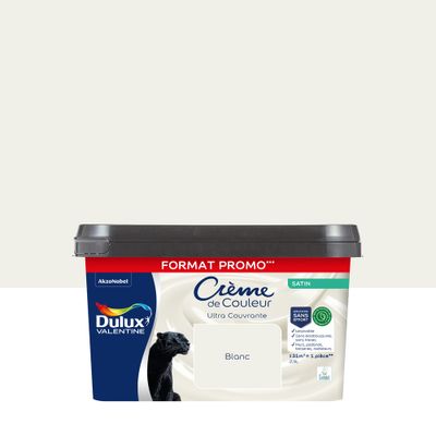 Peinture crème de couleur Blanc satin 2,5L promo - DULUX VALENTINE