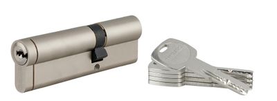 Cylindre de serrure double entrée débrayable 40 x 70 mm Transit 1 haute sécurité nickelé 5 clés longues THIRARD