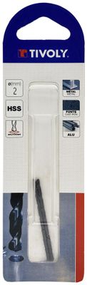 Foret métaux taillé meulé HSS-Revêtu STEAM-DIN338-h8-Pointe en croix court diamètre 2 mm par2 TIVOLY