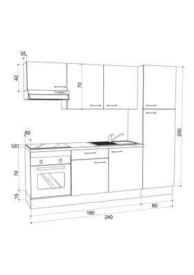 Cuisine complète en kit L.240 cm effet chêne