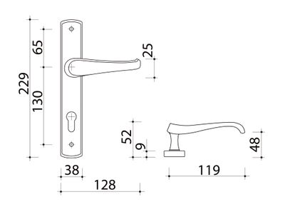 Poignées de porte Lucinda poli satiné sans trou ALPERTEC