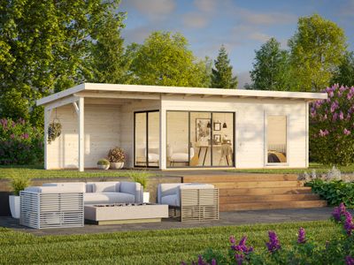 Studio de jardin en bois avec pergola 7,9m² Andréa - 37 m² hors-tout - Livraison à domicile - PALMAKO