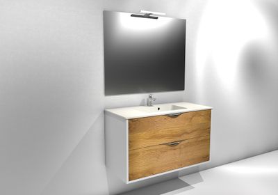 Meuble de salle de bains Frenchart 2 portes 100 x 56 x 47 cm panneau de particules blanc et chêne - CONCILIO