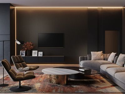 Panneau acoustique mural mdf 3D Latt Luxx finition noir mat sur fond Bronze - 20 x 287 x 2500 mm - AJ TIMBER