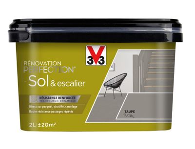 Peinture de rénovation sol et escalier finition satinée taupe 2 L - V33