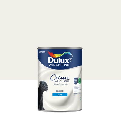 Peinture crème de couleur Blanc mat 1L - DULUX VALENTINE