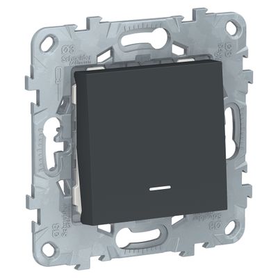 Bouton poussoir avec témoin lumineux anthracite - Unica SCHNEIDER ELECTRIC