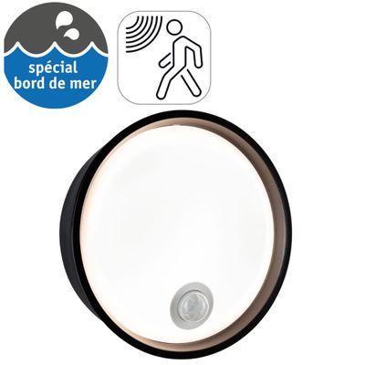 Applique extérieur LED détecteur de mouvements Platomo noir IP44 2000 lumens blanc chaud - PAULMANN