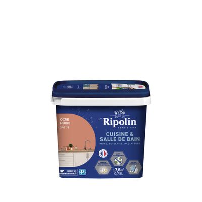 Peinture Cuisine & Bain Ocre Nubie satin 0,75 L - RIPOLIN