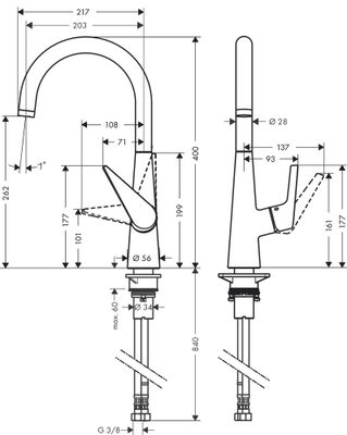 Robinet de cuisine Chrome Talis M51 260 - HANSGROHE