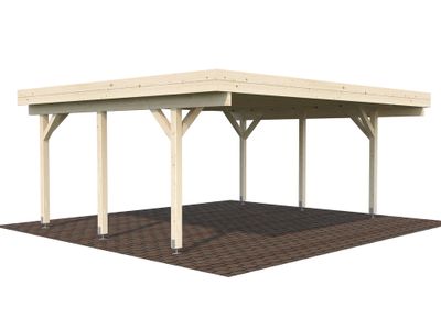 Carport toit plat en bois Palmako Karl - 2 voitures - 30,7 m², Livraison à domicile incluse - PALMAKO