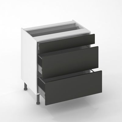 Façade tiroir pour meuble de cuisine Lotus anthracite mat 27,6 x 80 cm OFITRES