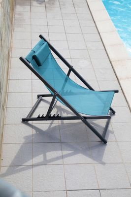 Chilienne Linéa aluminium graphite et toile bleu PROLOISIRS Livraison à domicile incluse