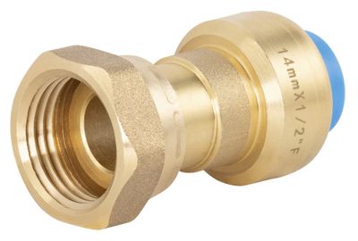 Raccord droit automatique universel femelle écrou libre 1/2 diamètre 14 mm Toutpush  QUICK PLOMBERIE