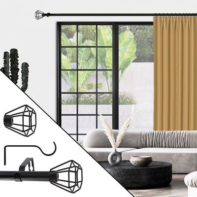 Kit de tringle à rideaux extensible en métal de 1.20 à 2.10 m diam 16 à 19 mm Finition noir mat - MOBOIS