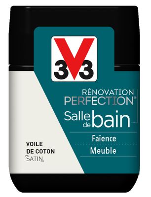 Peinture de rénovation pour salle de bains finition satinée voile de coton 75 mL - V33