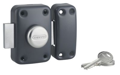 Verrou de porte d'entrée Apache à bouton et cylindre 45 mm anthracite 3 clés THIRARD