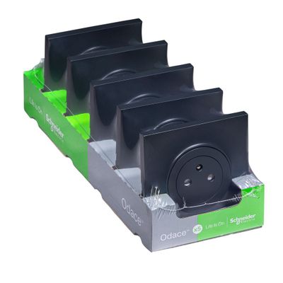 Prises 2 pôles + terre Odace 2011 affleurante anthracite par 5 - SCHNEIDER ELECTRIC