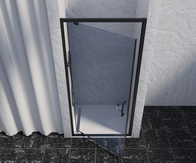 Porte de douche pivotante 100x200 cm profilé noir verre fumé 8 mm Signature - OCEA