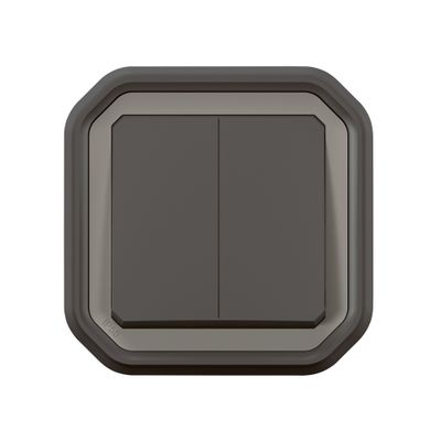 Double interrupteur va-et-vient ou poussoir étanche IP55 encastrable Anthracite - Plexo LEGRAND