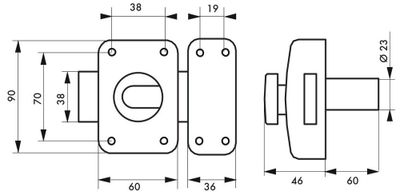 Verrou de porte d'entrée Apache à bouton et cylindre 60 mm doré 3 clés THIRARD