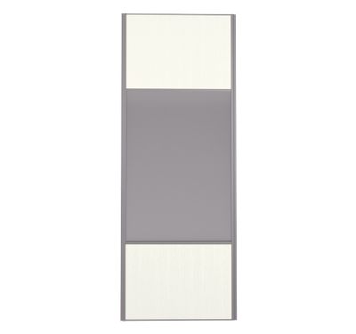 Porte de placard Miroir et Blanc Nacré Structuré Profil gris H 248,5 x L 92,2 cm YNGENIO