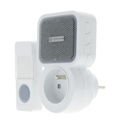 Sonnette sans fil 100m 220V-240V carillon à brancher avec prise intégrée - CEEZAM