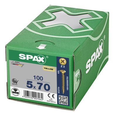Vis tête fraisée PZ 5 x 70 mm par 100 SPAX