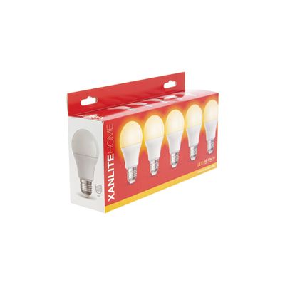 Ampoules LED SMD E27 opaque 9W = 806 lumens blanc chaud par 5 - XANLITE