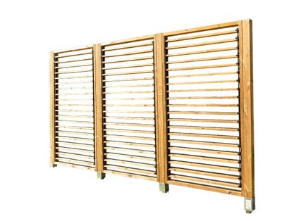 Panneau brise vue persienne avec ventelles mobiles en bois traité L 100 x H 200 cm, Livraison à domicile incluse - HABRITA