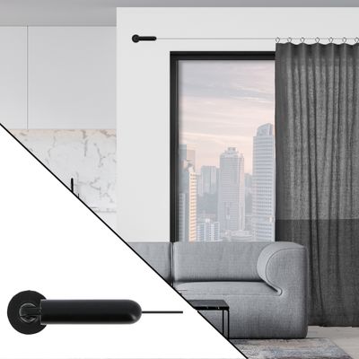 Support embout moderne par 2 avec cable de 4 m Finition Noir mat - MOBOIS