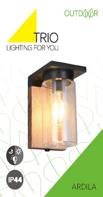 Applique extérieur E27 détecteur crépusculaire Ardila bois IP44 40W - TRIO
