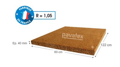 Panneau de fibre de bois PAVAFLEX - Épaisseur 40 mm - l. 0,60 x L.1,22 m