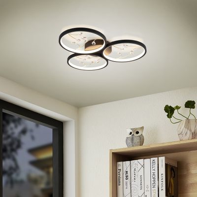 Plafonnier LED Groovy noir 3600 lumens blanc chaud - TRIO