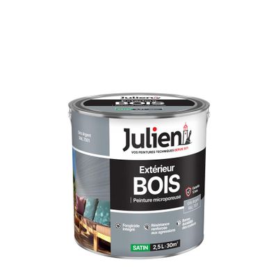 Peinture extérieur bois microporeux satin Gris Argent 2,5 L JULIEN