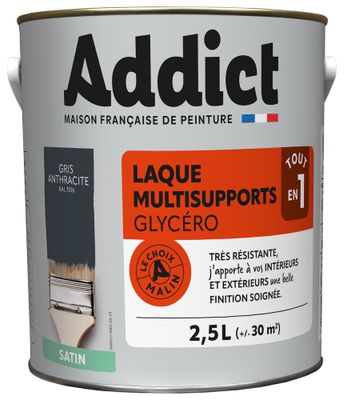 Laque Multisupports Satin 2,5 L Gris Anthracite Ral 7016 - ADDICT